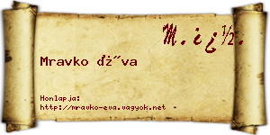 Mravko Éva névjegykártya